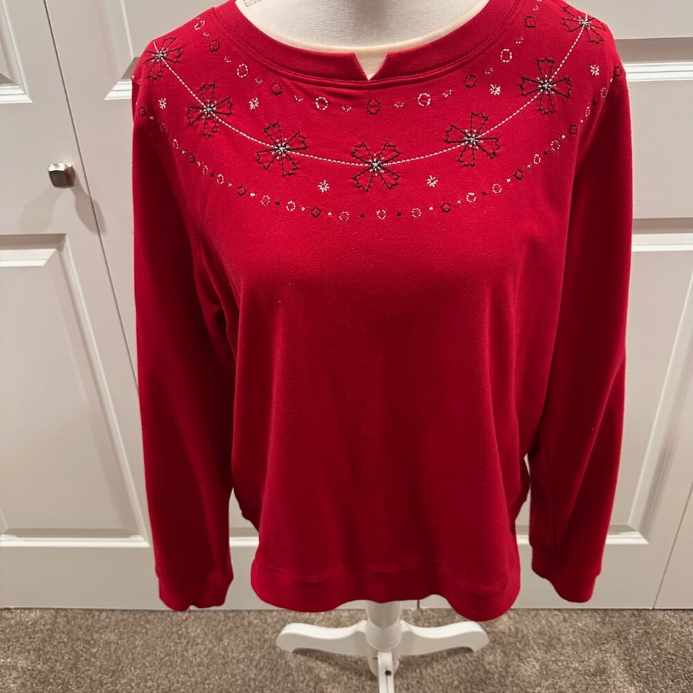Koret red blouse with embroidered pattern size large